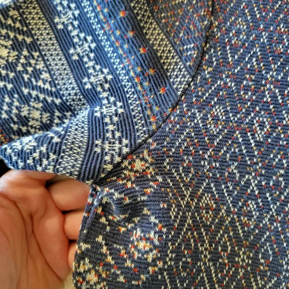 Like New BCBGMAXAZRIA Blue Purple Mini Dress Geo Print Long Sleeve Size Small - Picture 7 of 10